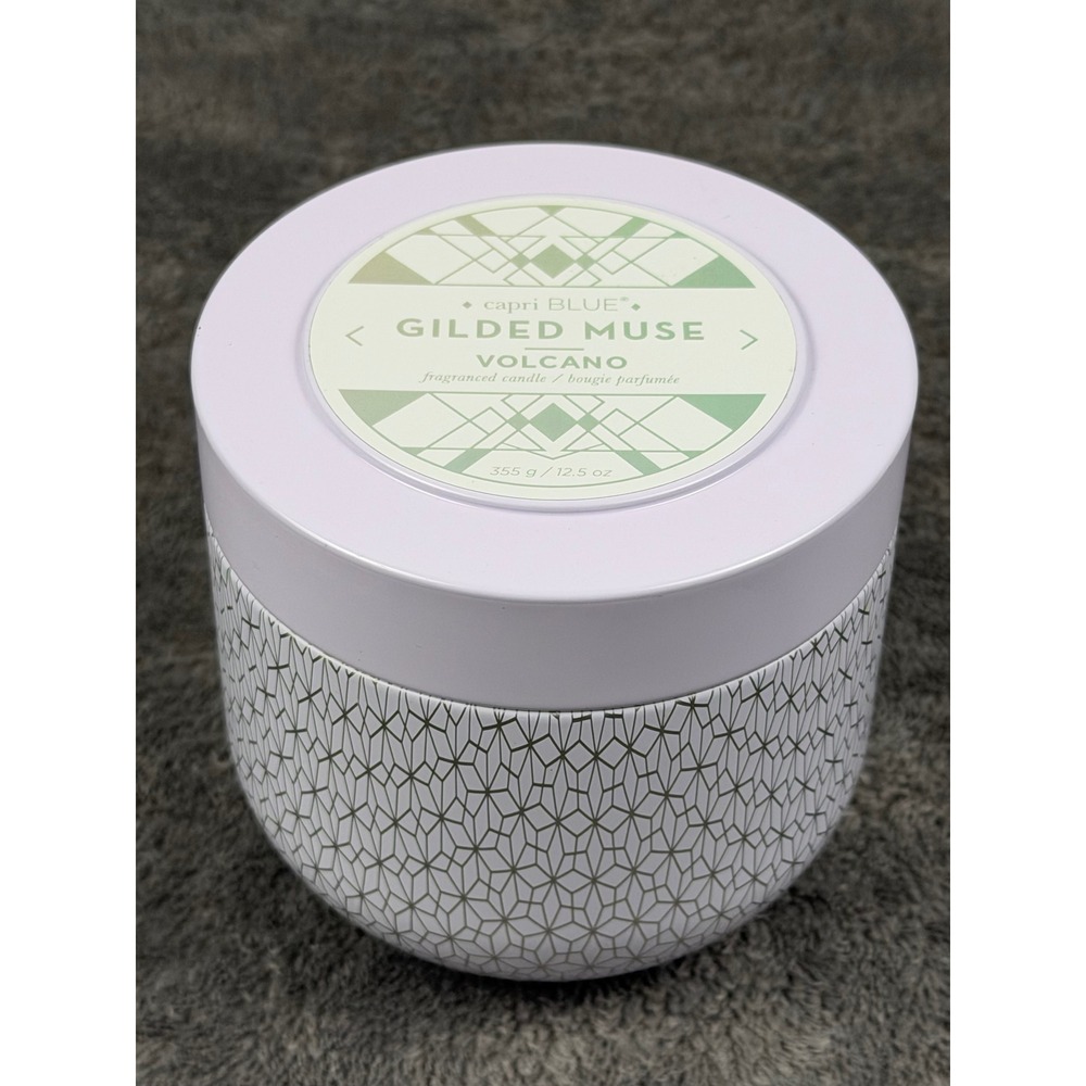 Capri Blue Volcano Candle 12.5 oz Lavender Gilded Muse Geometric Tin